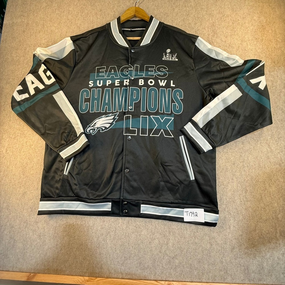 Philadelphia Eagles Super Bowl LIX Champions Jacket Mens XL Black Varsity Bomber